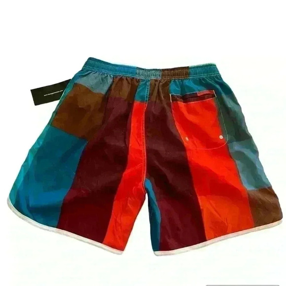 Rowdy Gentleman Block Parties Swim Trunks in Blue, NWT, Size Large - Picture 2 of 12